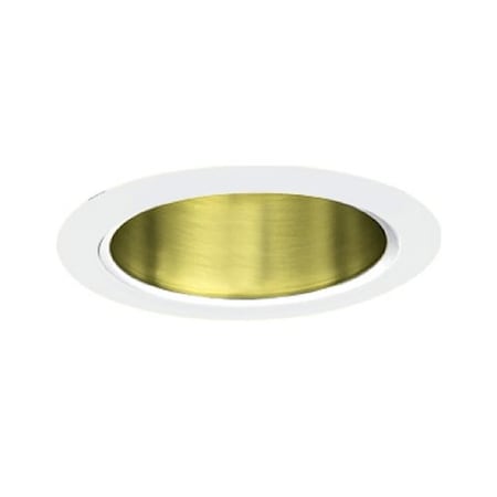Jesco Line Voltage Aperture Cone Trim 5 in. Polished Brass Finish With White Trim TM5510PBWH